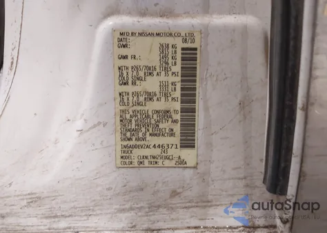 2010 Nissan Frontier Se z USA, uszkodzony, nr VIN 1N6AD0EV2AC446371